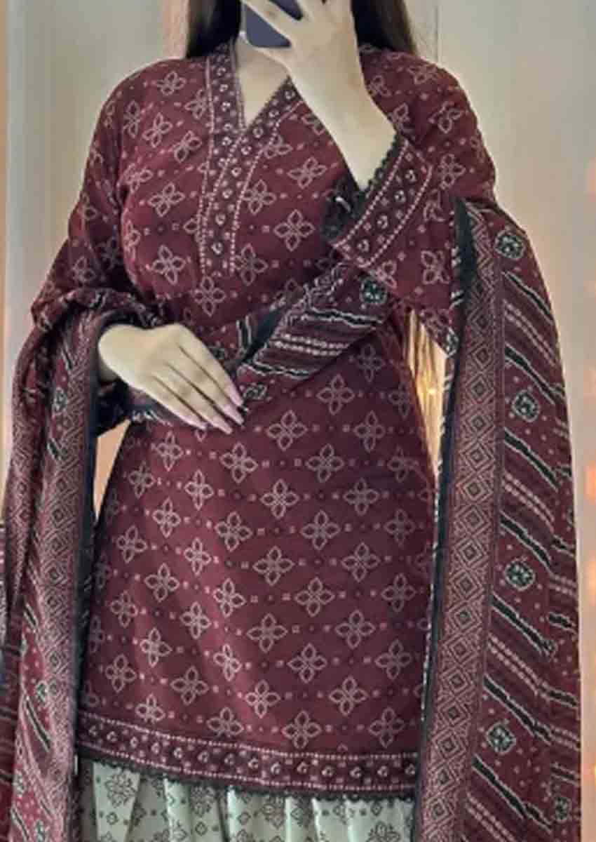 Ajrak Maroon