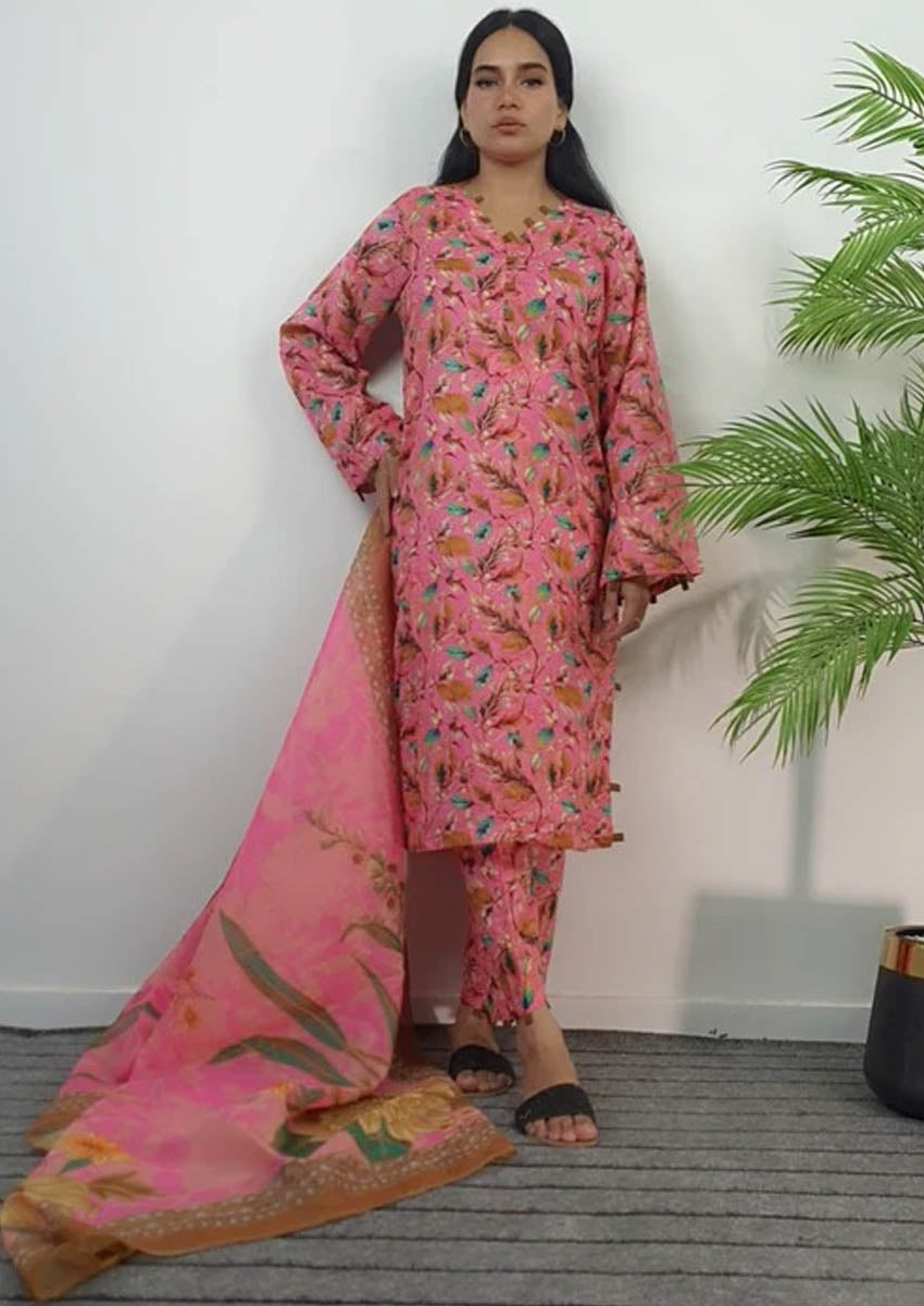 Summer Pret Lawn Pink Floral Design