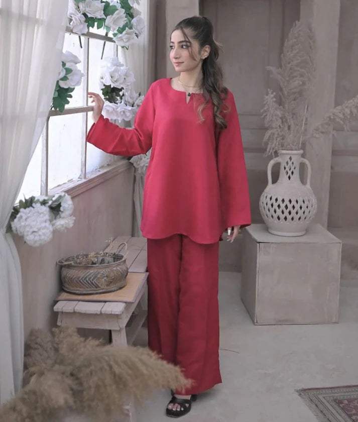Deep Pink Two Piece Dress