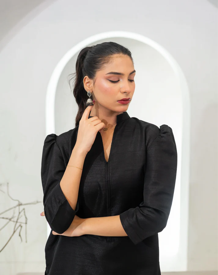 Sable Black Farshi Shalwar Set