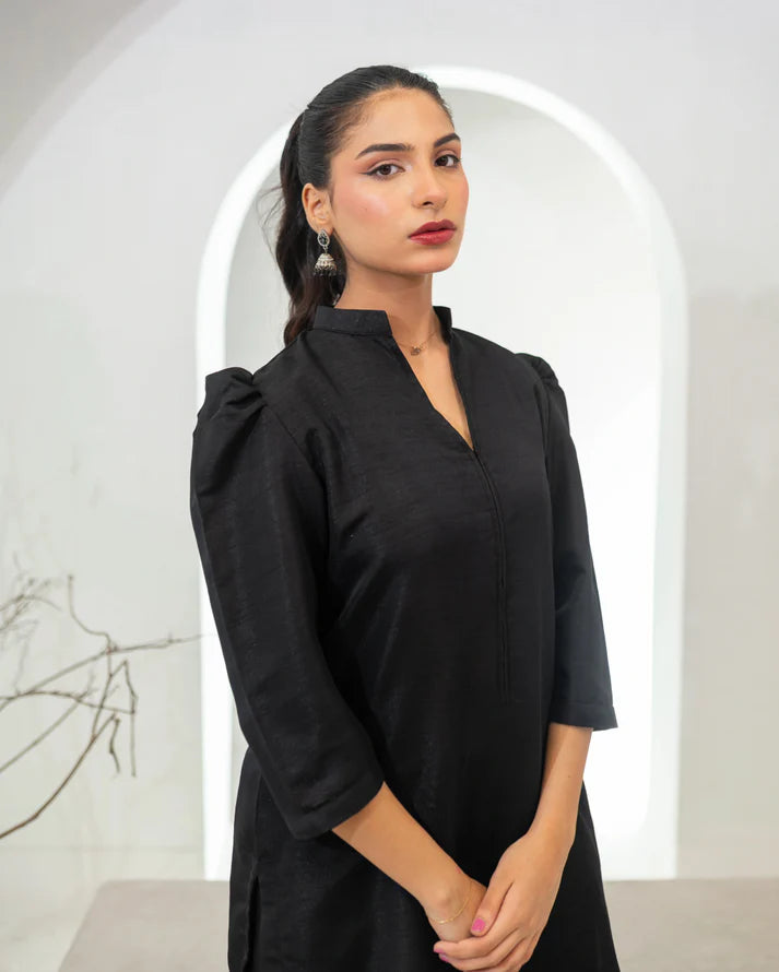 Sable Black Farshi Shalwar Set