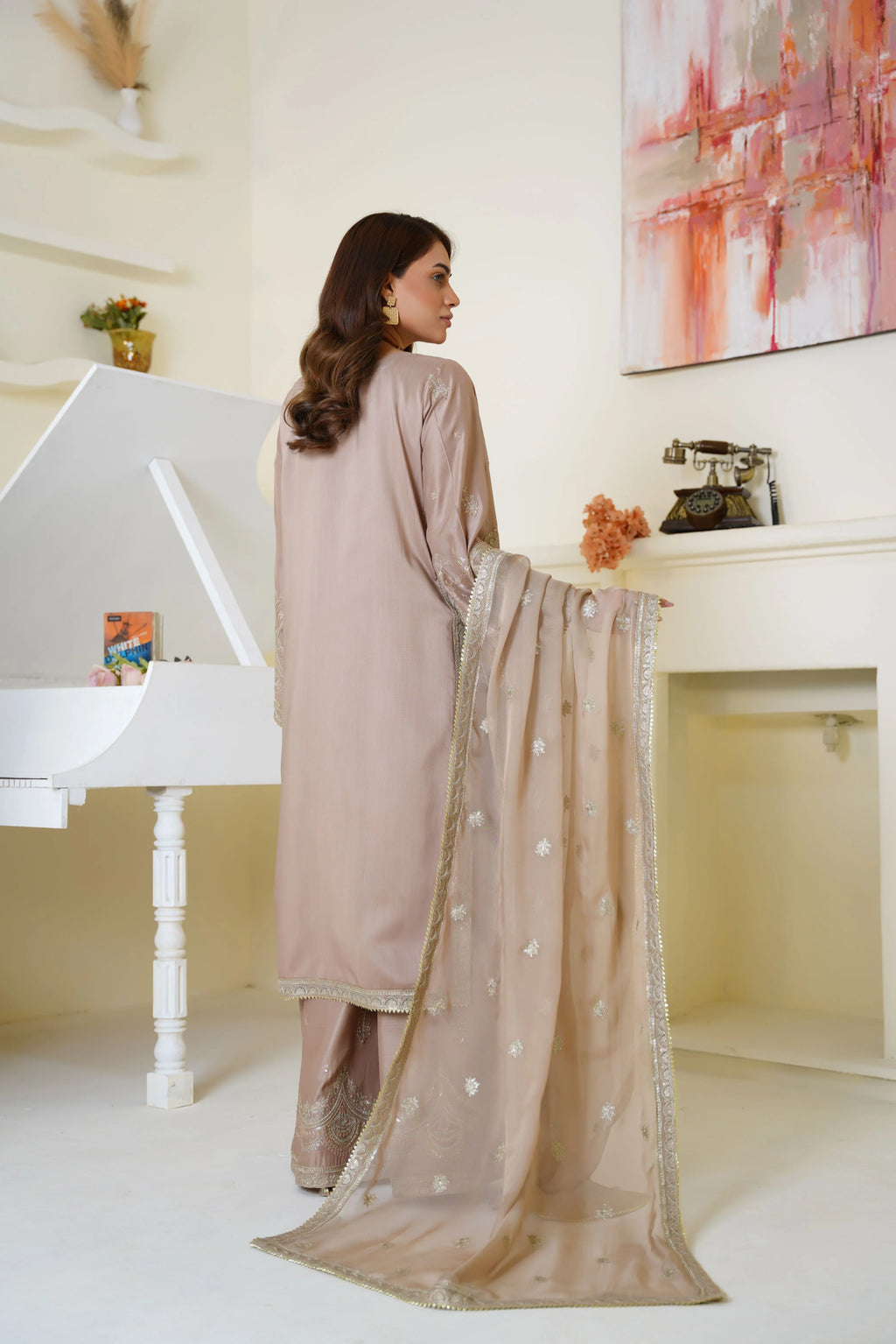 Champagne Beige Embroidered