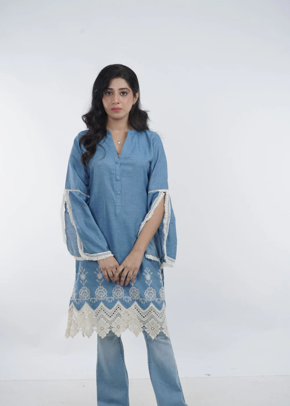 Stunner in Denim Plaidnpaisley