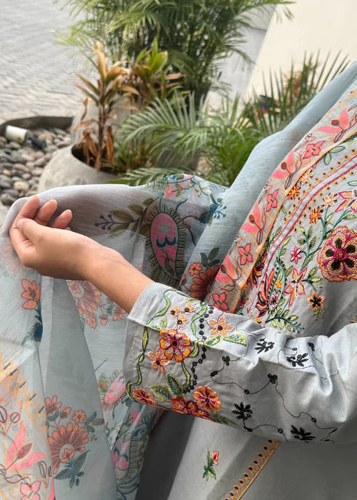 Ash Grey Embroidered
