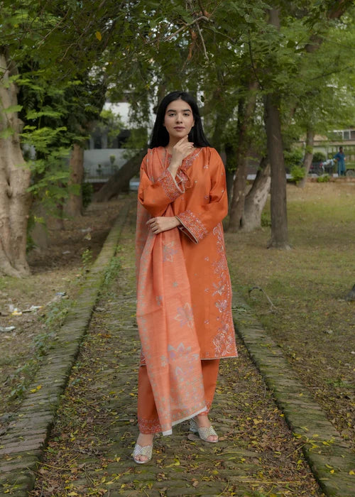 Attirepret Elegant Rust Cotton 3 Piece Suit