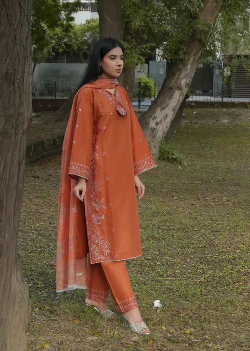 Attirepret Elegant Rust Cotton 3 Piece Suit