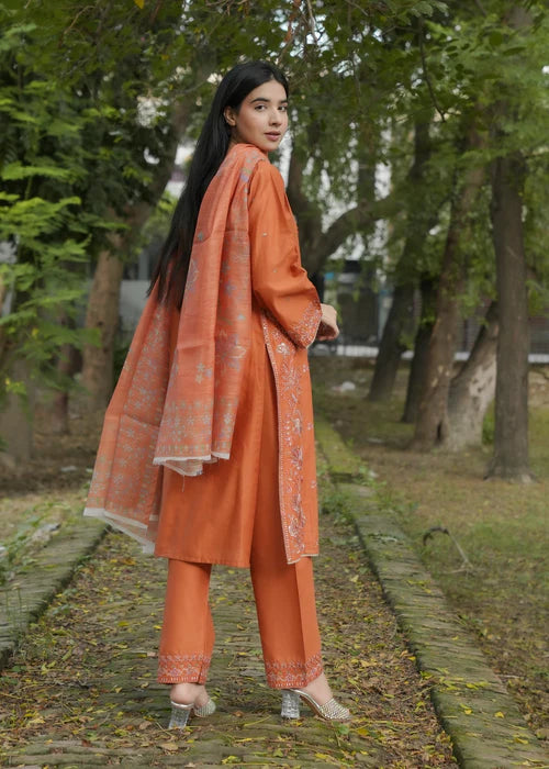 Attirepret Elegant Rust Cotton 3 Piece Suit