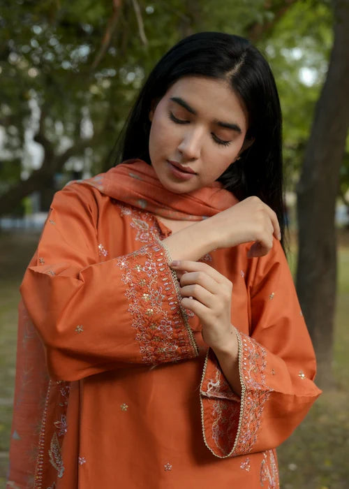 Attirepret Elegant Rust Cotton 3 Piece Suit