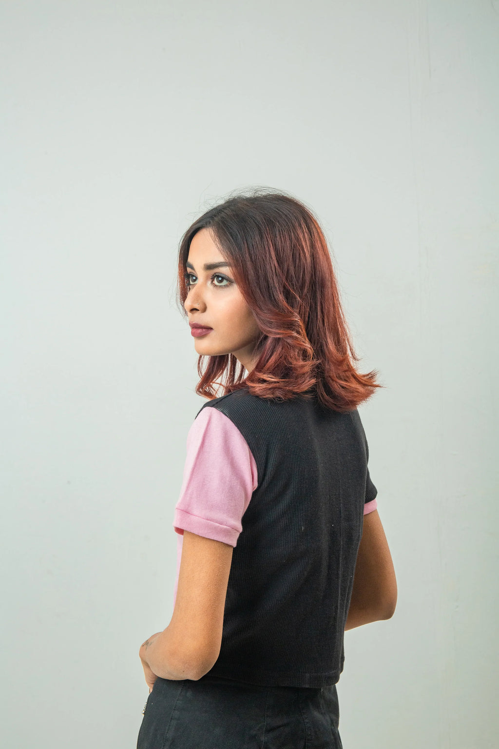 Cropped T shirt block color