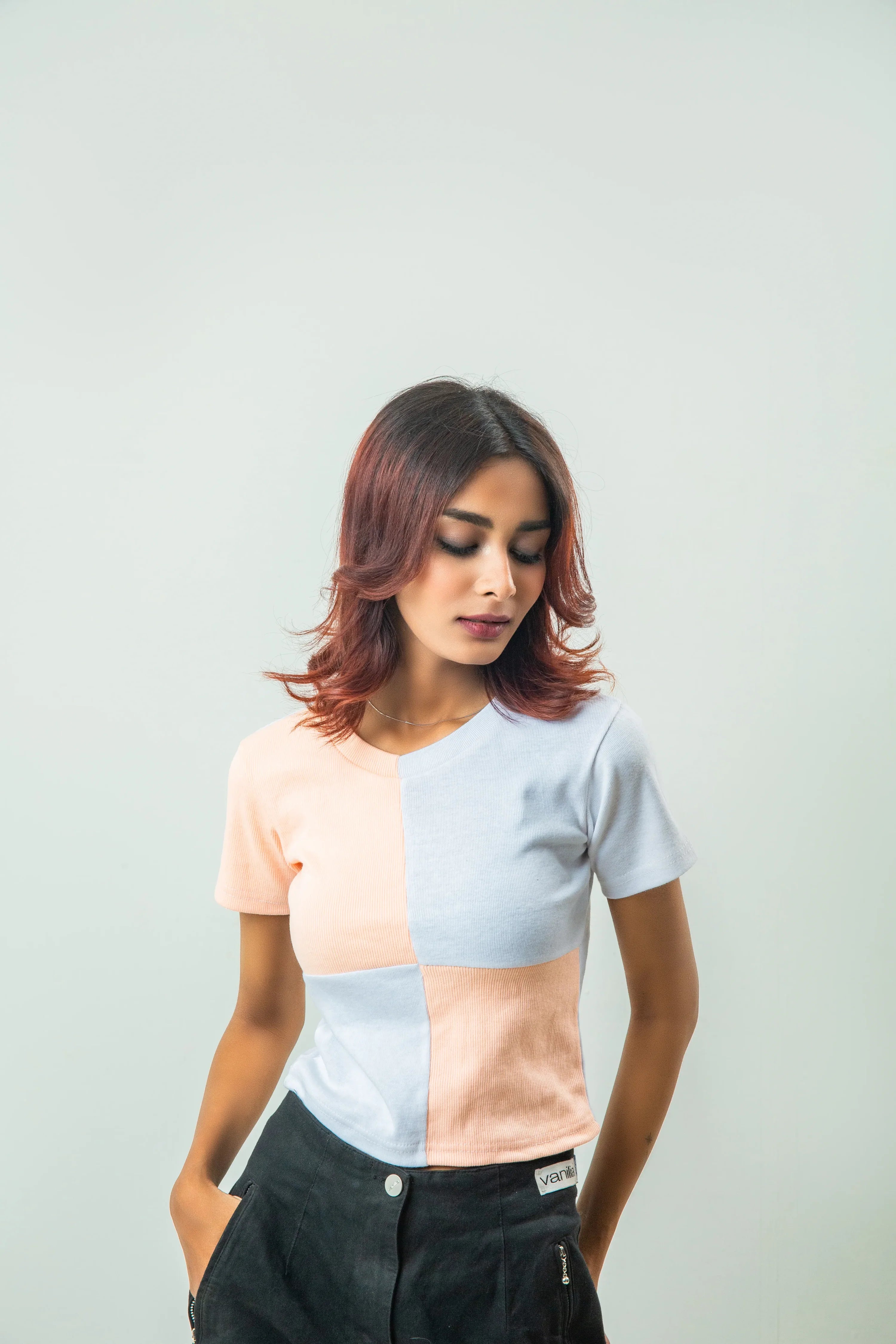 Multi Color Cropped T shirt