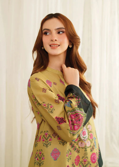 Zerin Charm Mustard Printed 2 Piece