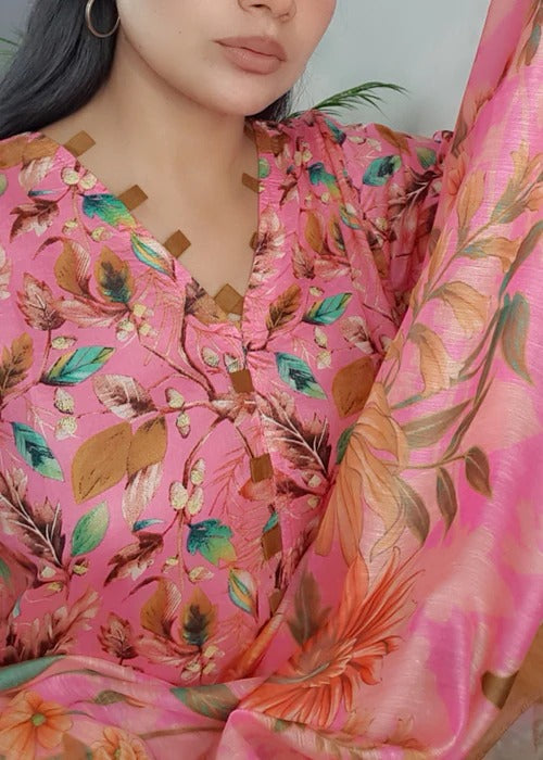 Summer Pret Lawn Pink Floral Design