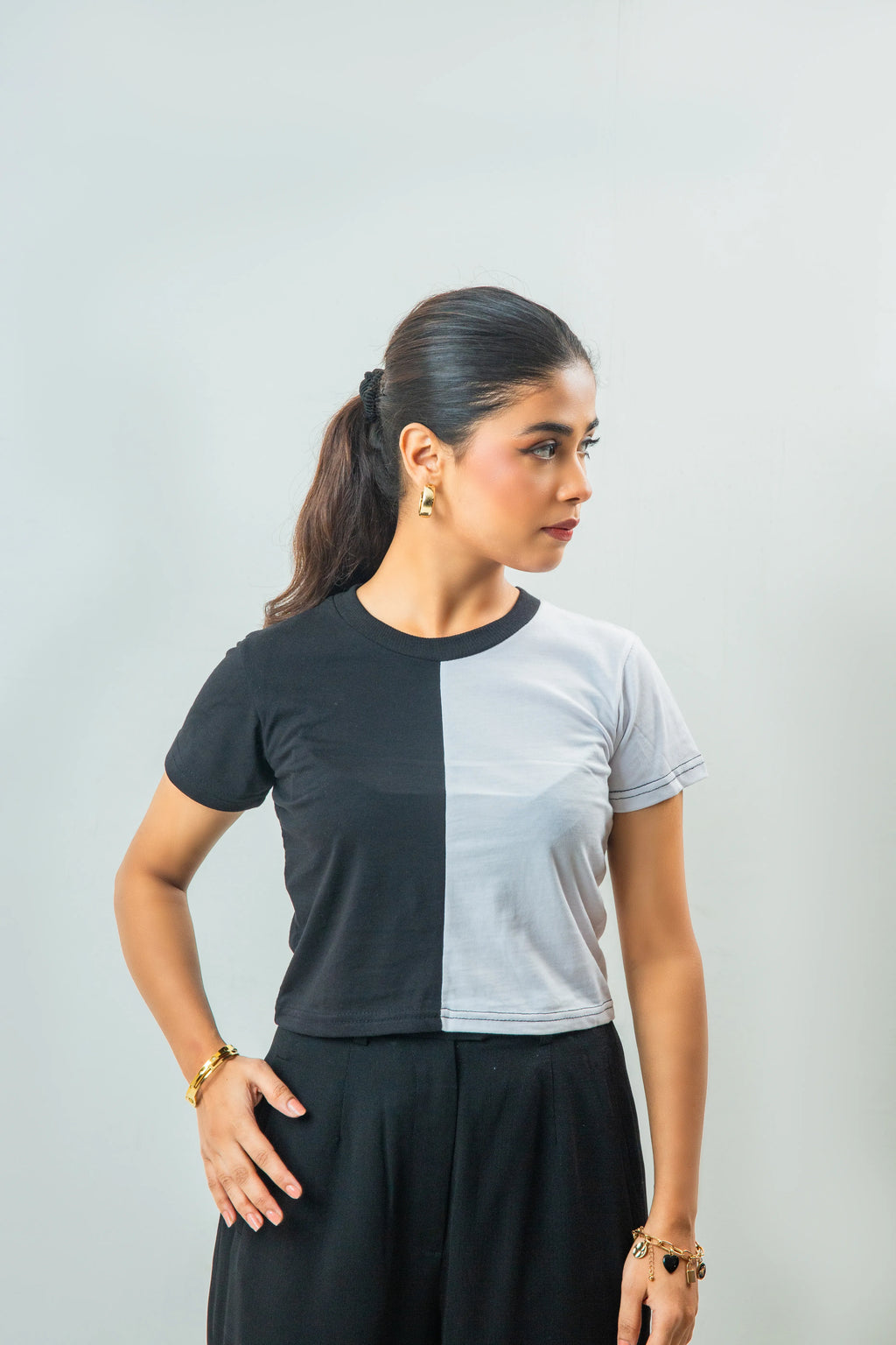 Round Neck T Shirt Color Block