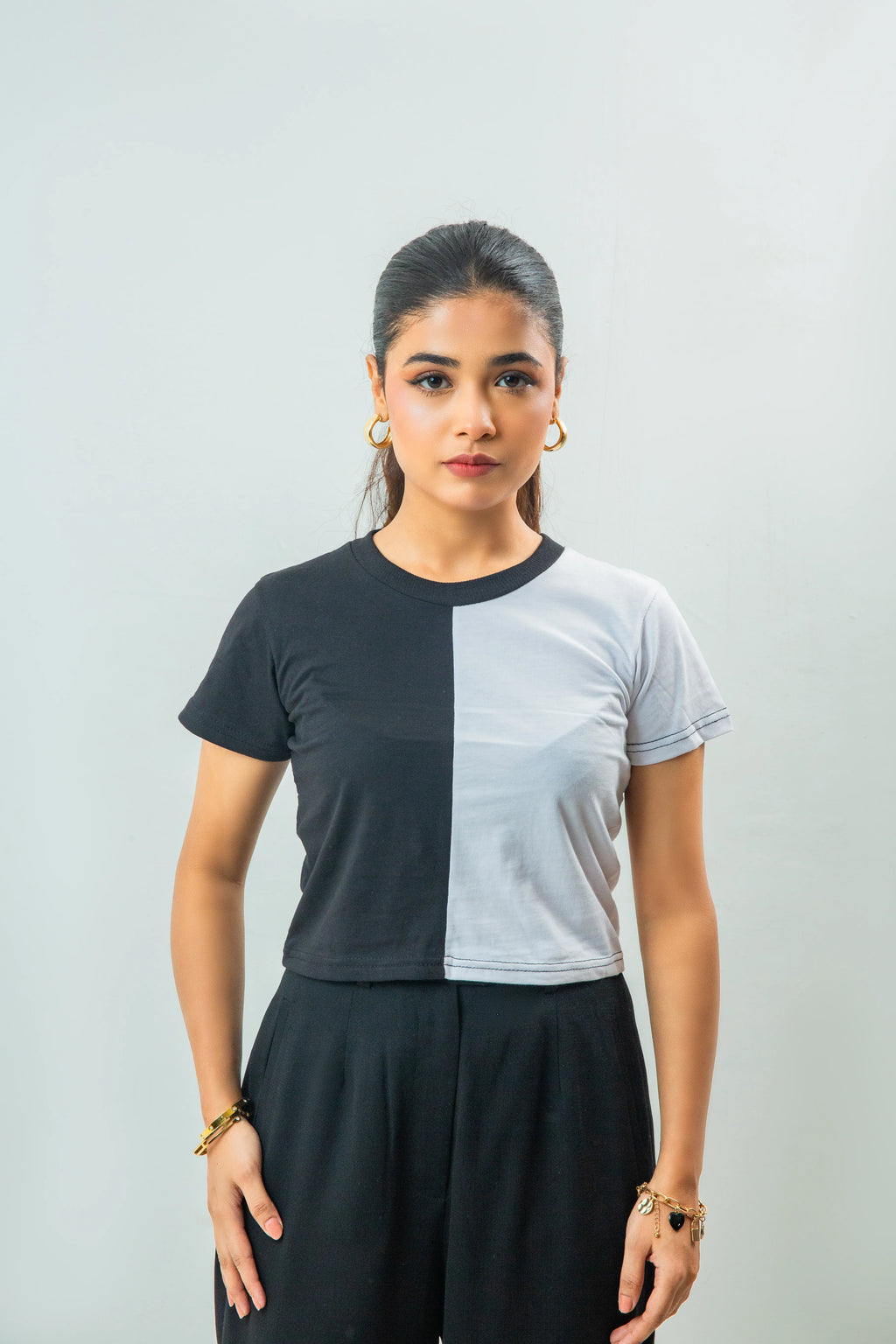 Round Neck T Shirt Color Block