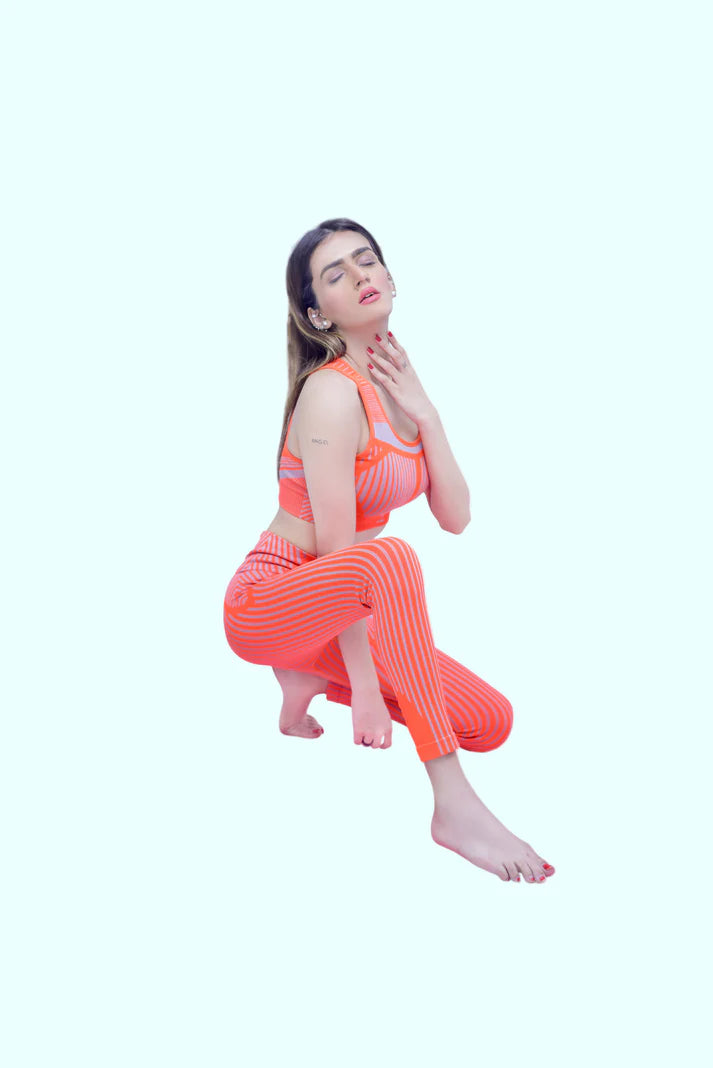 Orange n Grey 2pc Seamles