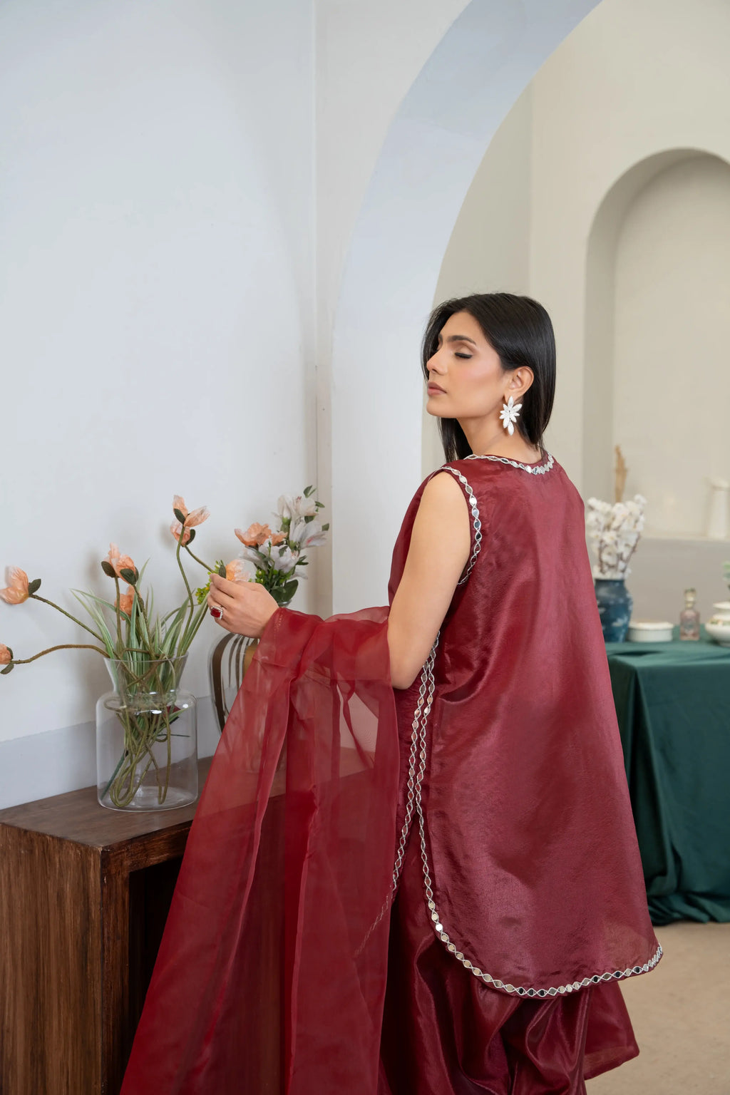 Gulnaar Maroon Katan Silk