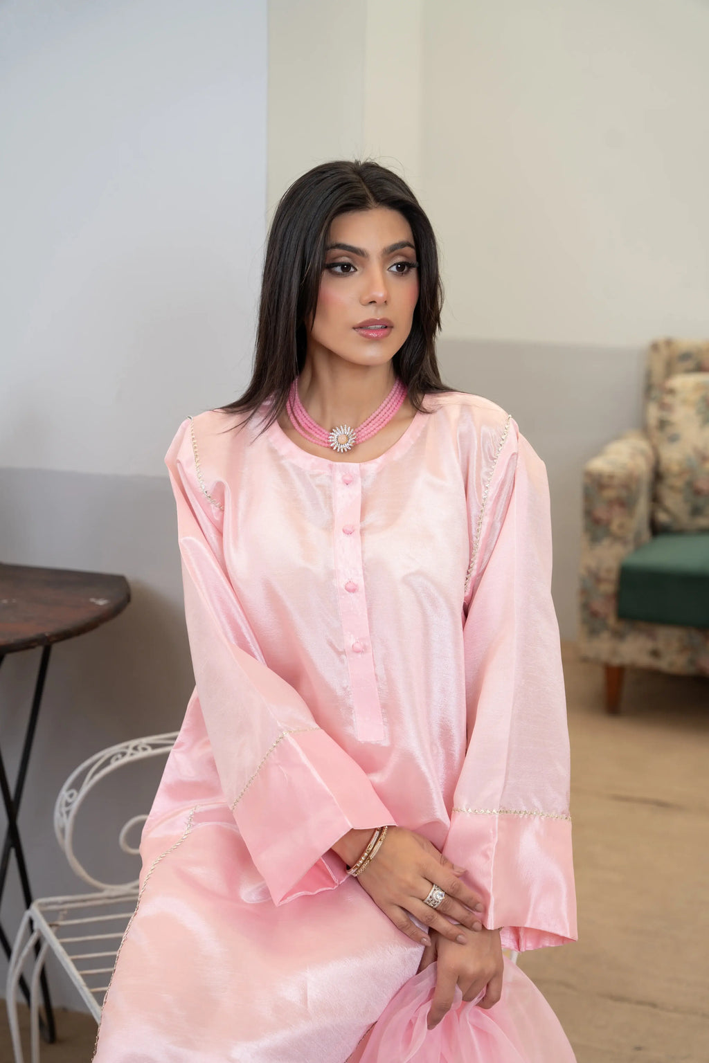 Behnaz Baby Pink Silk
