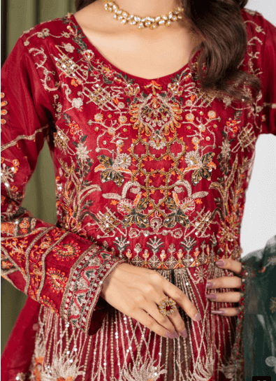 ALAYA Black anp Maroon Maxi