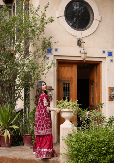 Beyza Deep Maroon Angrakha