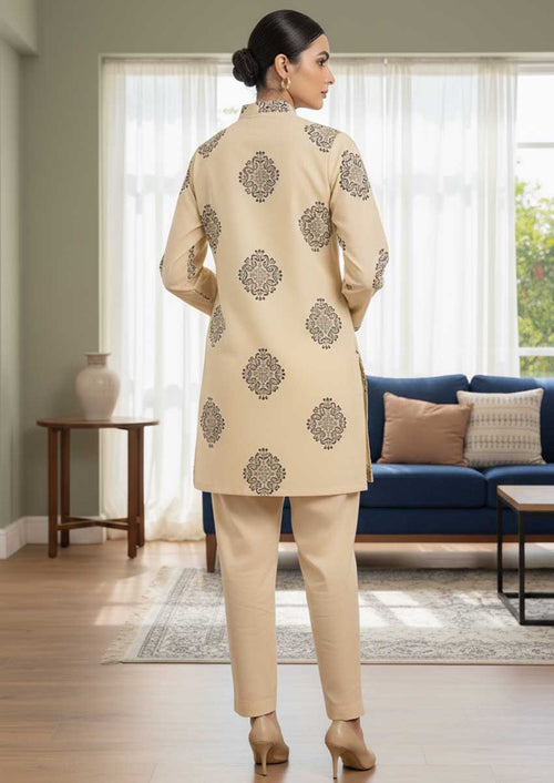 BEIGE BLOCK PRINTED SHIRT