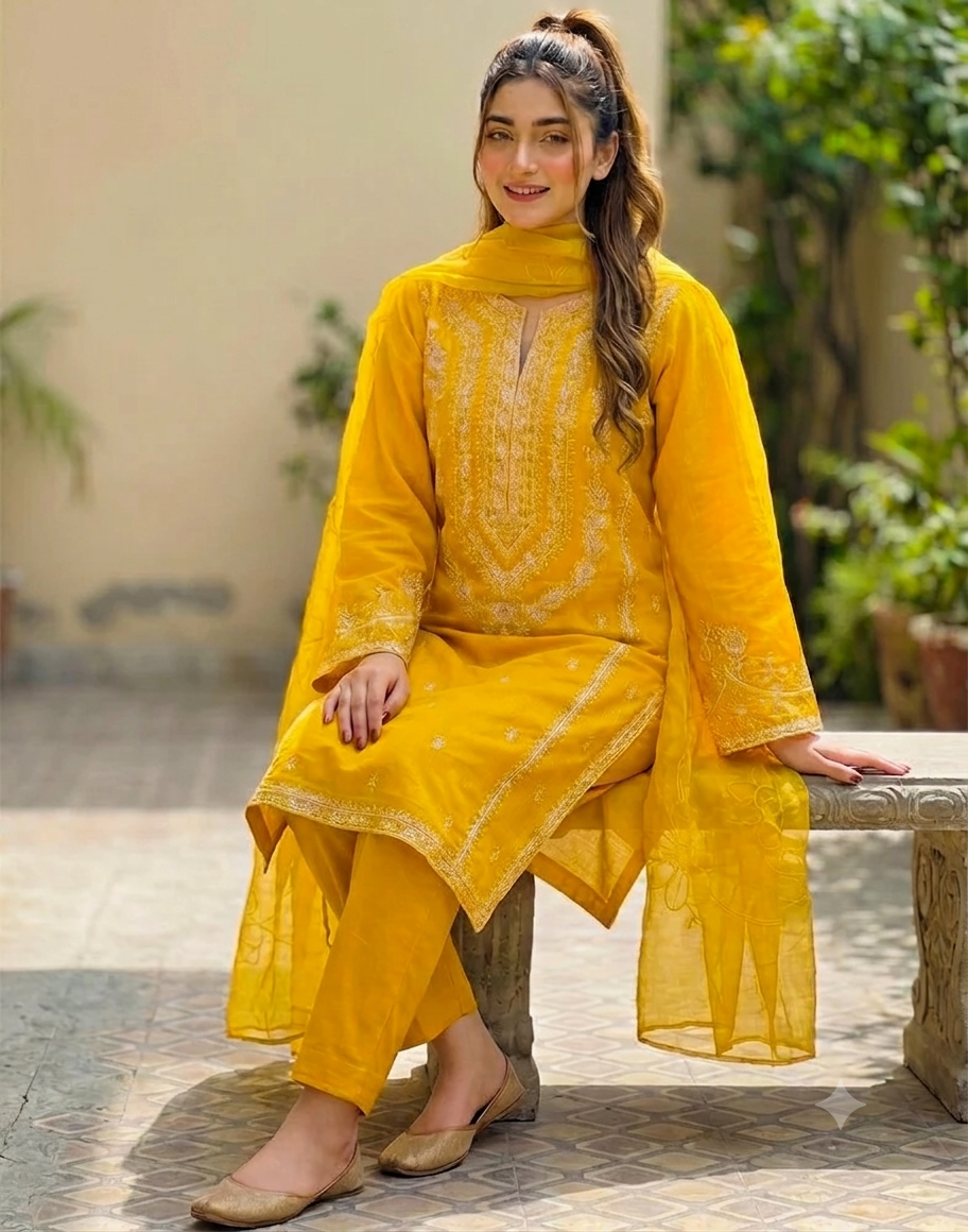 Ornate mustard yellow