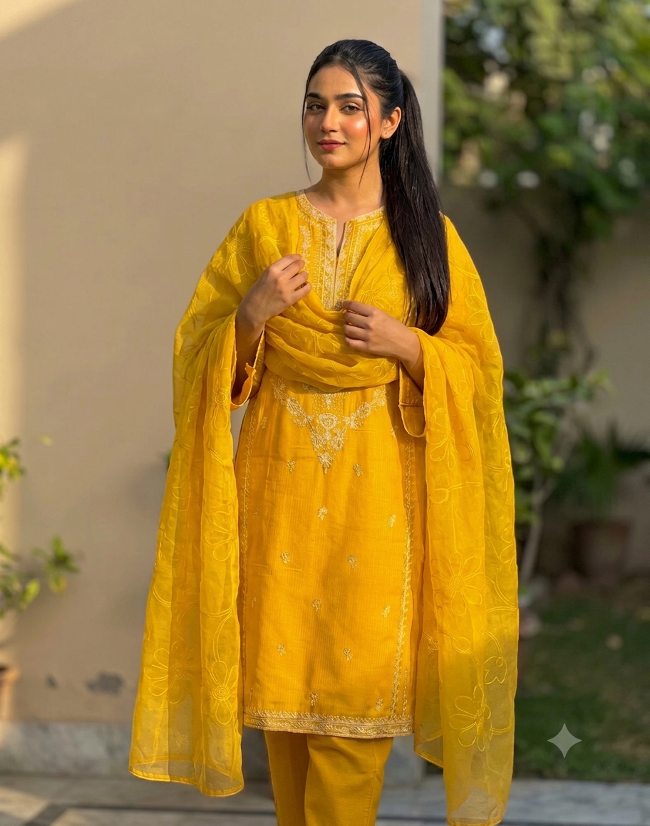 Ornate mustard yellow