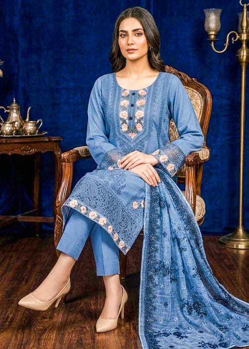 ELEGANT BLUE EMBROIDERED