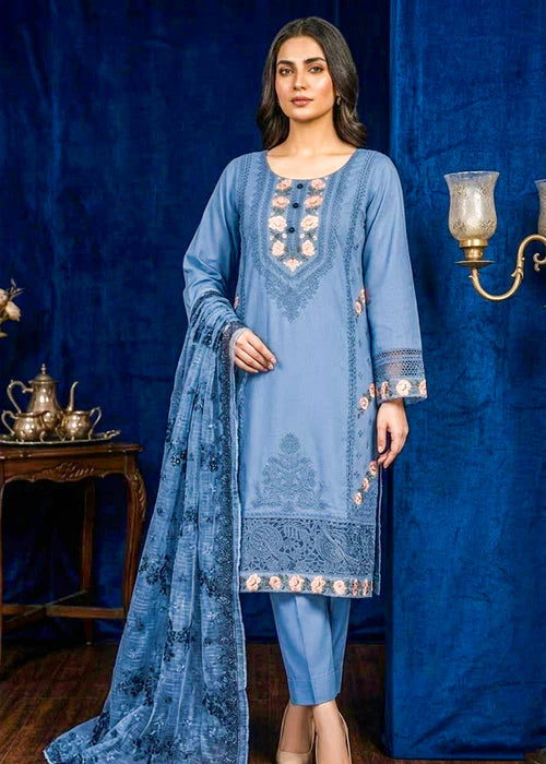 ELEGANT BLUE EMBROIDERED
