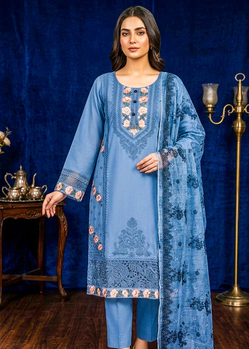 ELEGANT BLUE EMBROIDERED