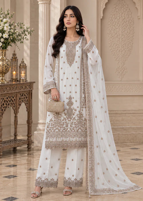 WHITE FESTIVE EMBROIDERED