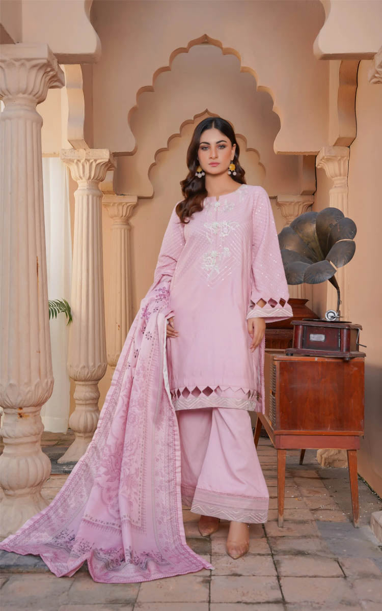 3 PC Embroidered Karandi Pret
