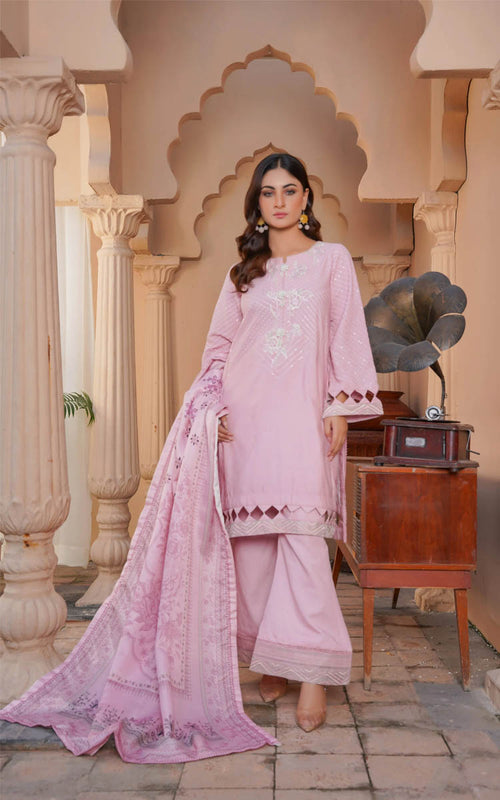 3 PC Embroidered Karandi Pret