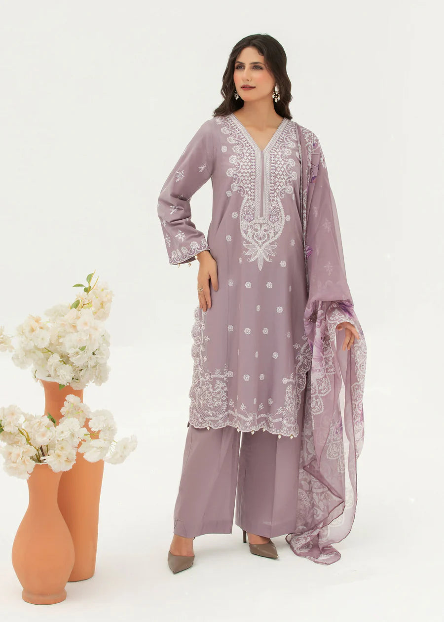 Premium Cotton Embroidered 3-Piece Suit
