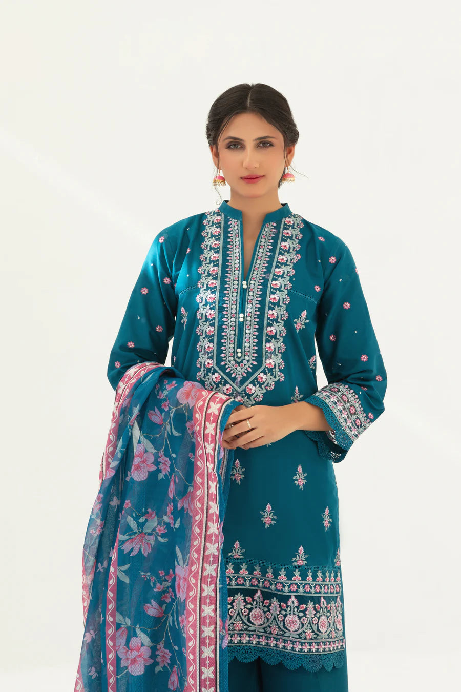 Elegant Cotton Embroidered Suit with Neno Dupatta