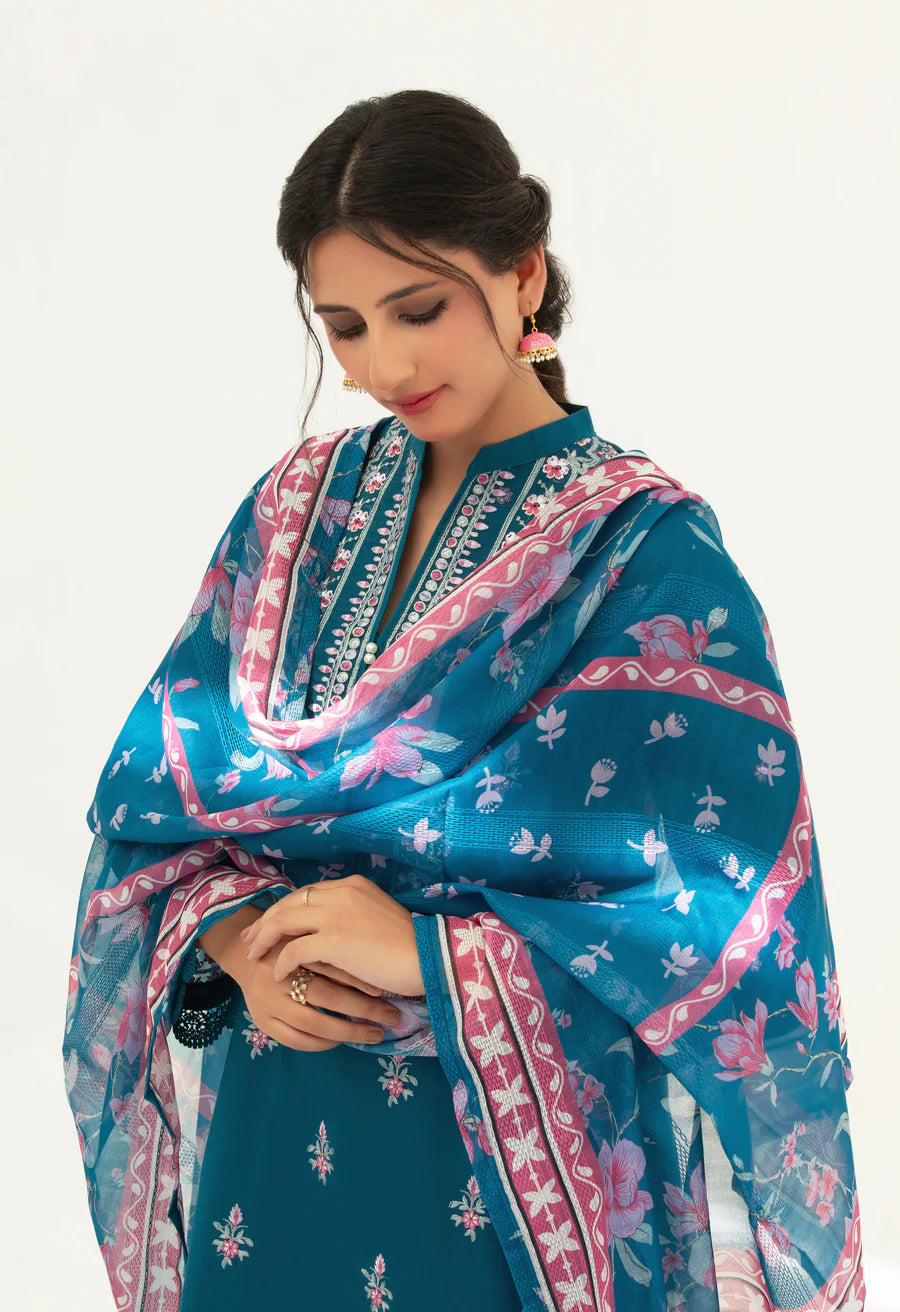 Elegant Cotton Embroidered Suit with Neno Dupatta