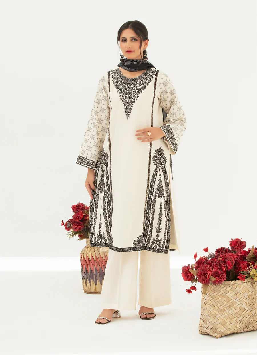 Luxury Cotton Embroidered 3-Piece Ensemble