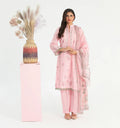 Designer Cotton Embroidered Suit with Net Dupatta