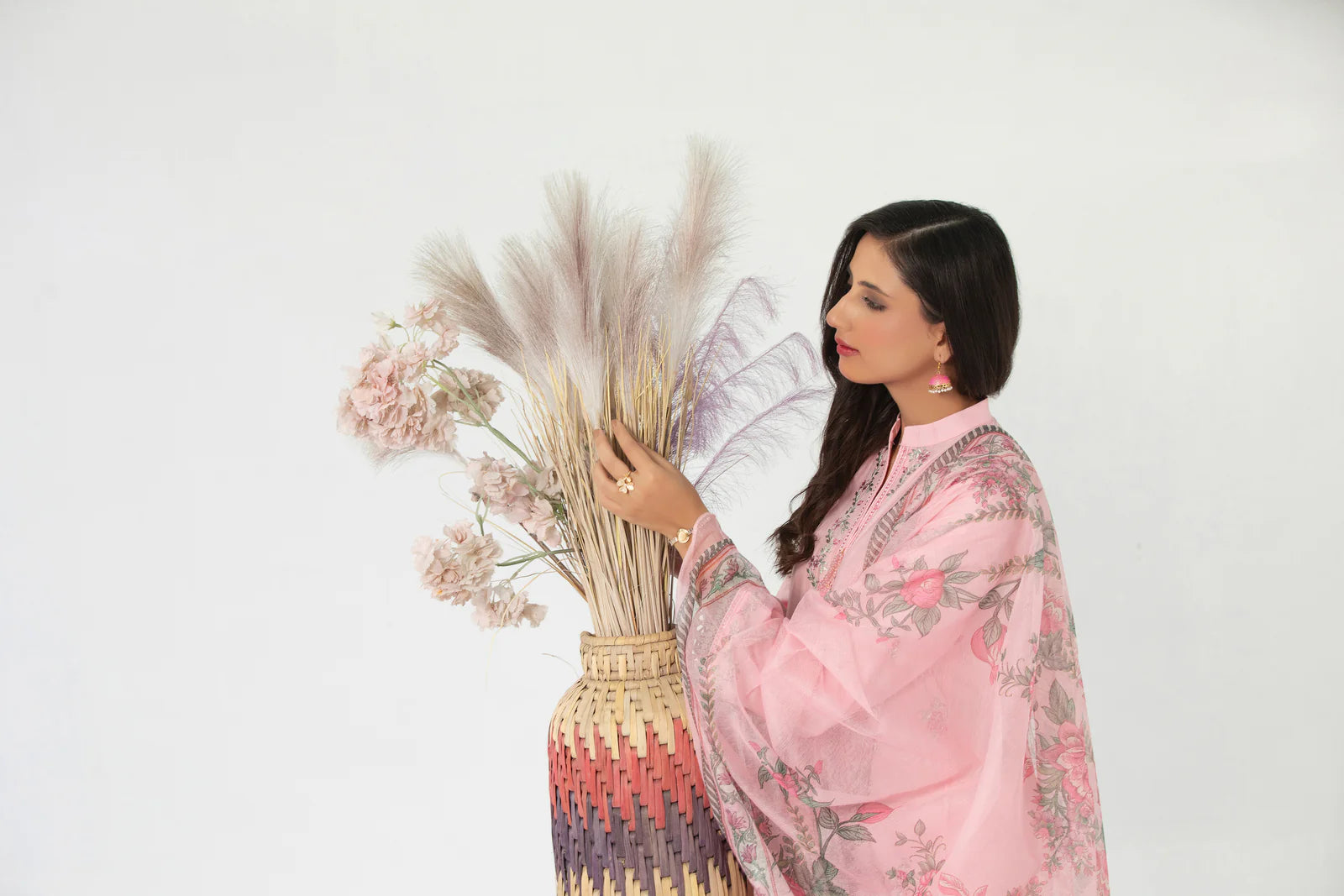 Designer Cotton Embroidered Suit with Net Dupatta