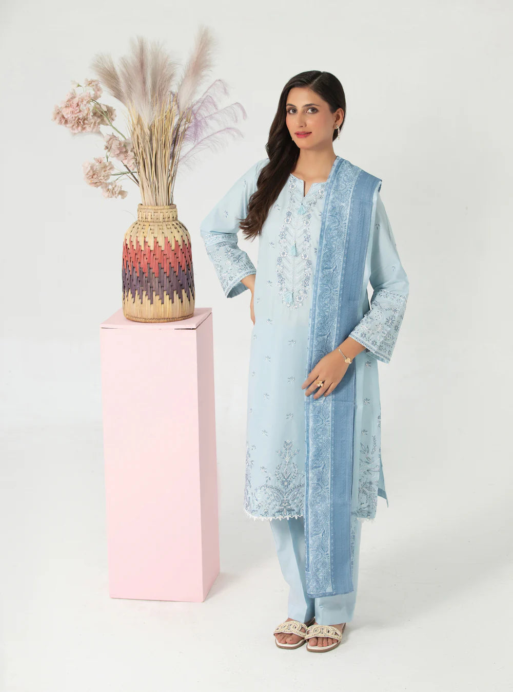 Classic Cotton Embroidered 3-Piece Outfit