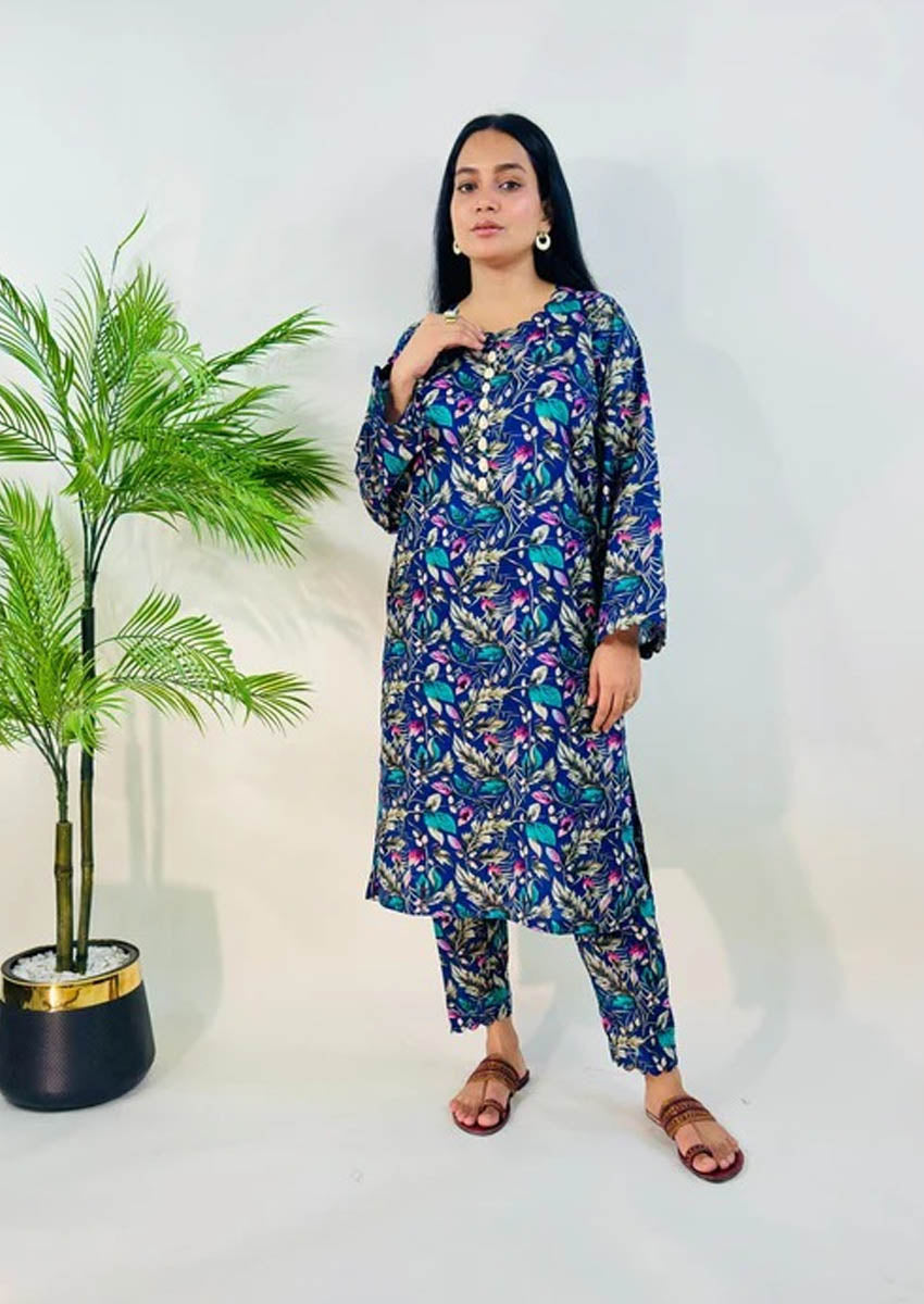 2 Piece Blue Co Ord Set Lawn