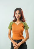 Notch Neck Reglan T Shirt