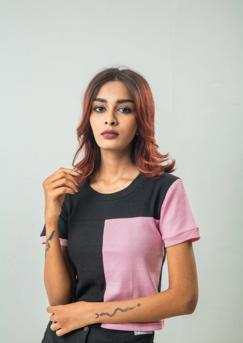Cropped T shirt block color