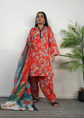 Summer Pret Lawn Red Floral Design