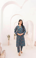 AttirePret 2 Piece Blue Cambric Suit