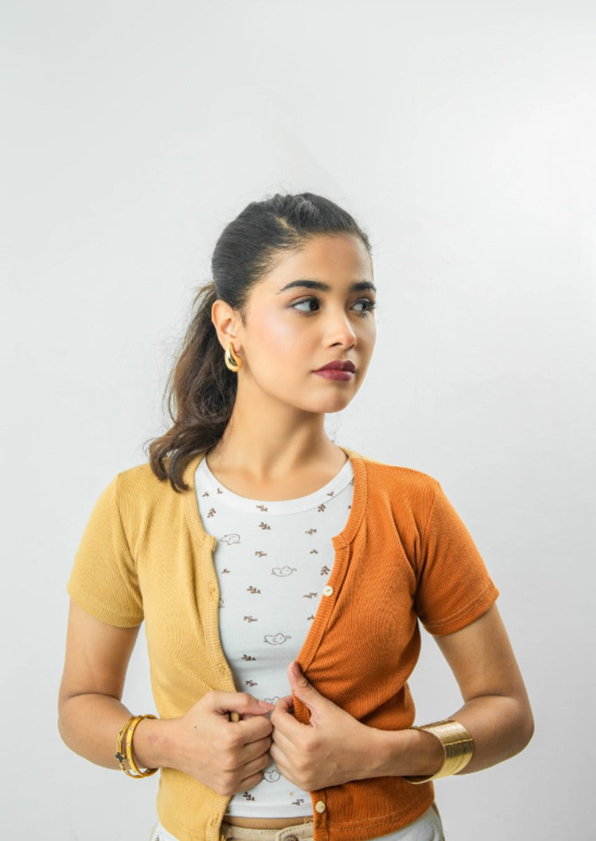 Front Notch Neck Button down crop top