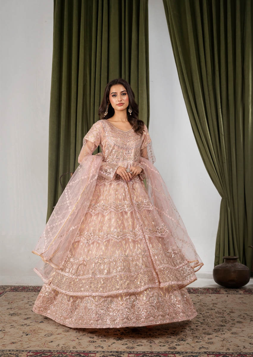 Ayleen Double Frill Peach Maxi