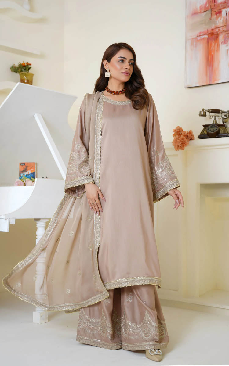 Champagne Beige Embroidered