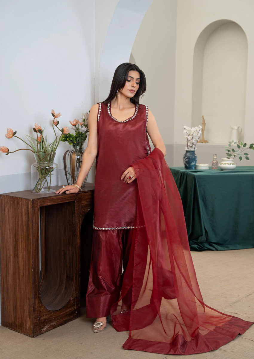 Gulnaar Maroon Katan Silk
