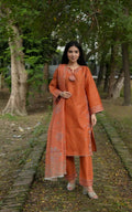 Attirepret Elegant Rust Cotton 3 Piece Suit