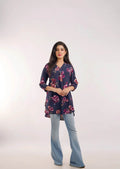 Navy blue Floral Top Plaidnpaisley